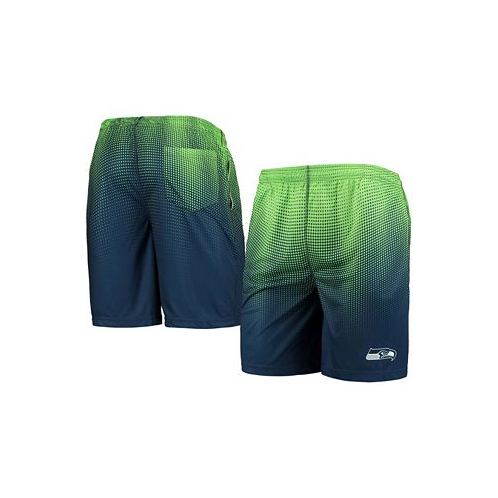 FOCO Mens College Navy and Neon Green Seattle Seahawks Pixel Gradient Training Shorts