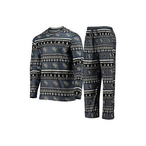 Concepts Sport Mens Charcoal UCF Knights Ugly Sweater Long Sleeve T-shirt and Pants Sleep Set