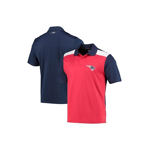 MSX by Michael Strahan Mens Red Navy New England Patriots Challenge Color Block Performance Polo Shirt