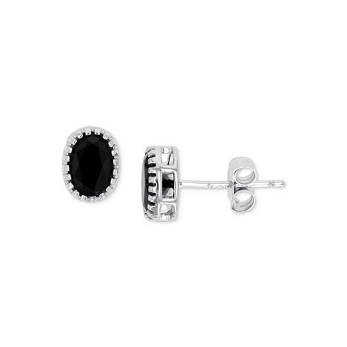 Macys Black Spinel Oval Stud Earrings (1-1/2 ct. t.w.) in Sterling Silver