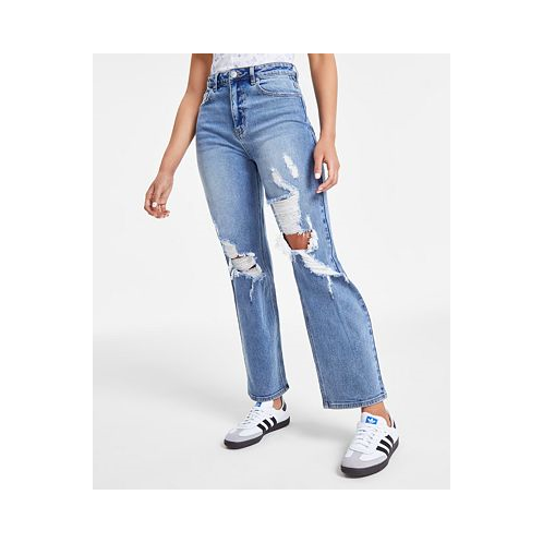 Madden Girl Juniors Super High Rise Distressed 90s Wide Leg Jeans