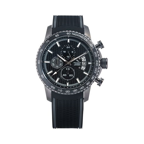 Strumento Marino Mens Chronograph Freedom Black Perforated Silicone Strap Watch 45mm