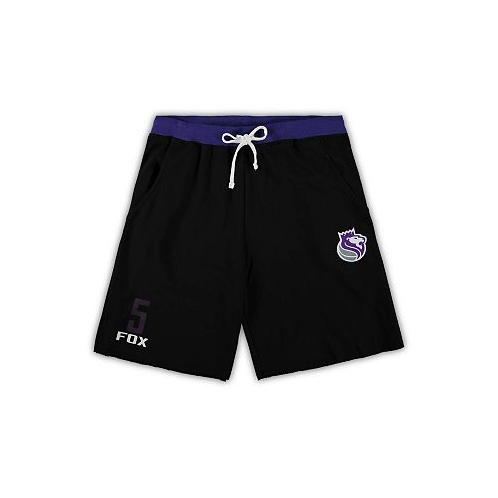 Profile Mens DeAaron Fox Black Sacramento Kings Big and Tall French Terry Name and Number Shorts