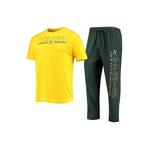 Concepts Sport Mens Green Gold Oakland Athletics Meter T-shirt and Pants Sleep Set