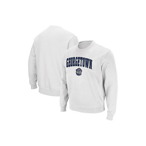 Colosseum Mens White Georgetown Hoyas Arch Logo Tackle Twill Pullover Sweatshirt