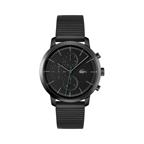 Lacoste Mens Replay Black Leather Strap Watch 44mm