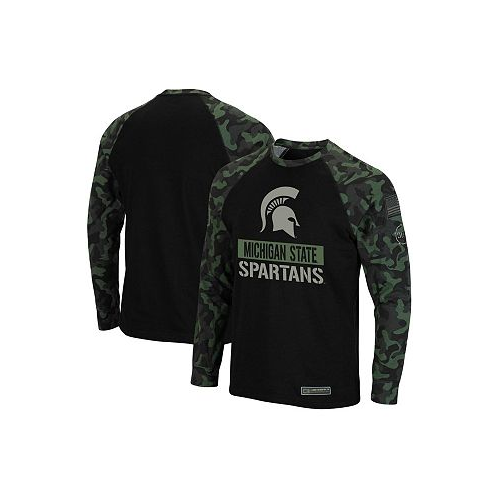 Colosseum Mens Black Camo Michigan State Spartans OHT Military-Inspired Appreciation Big and Tall Raglan Long Sleeve T-shirt