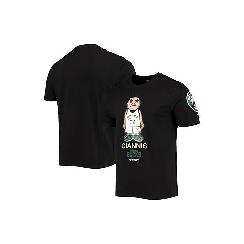 Pro Standard Mens Giannis Antetokounmpo Black Milwaukee Bucks Caricature T-shirt