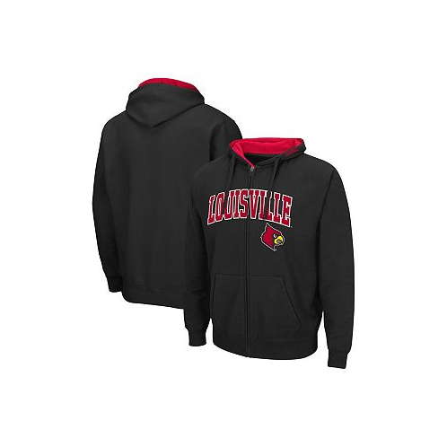 Colosseum Mens Black Louisville Cardinals Arch and Logo 3.0 Full-Zip Hoodie