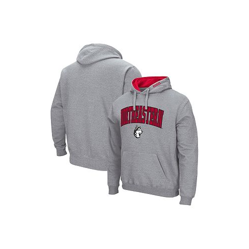 Colosseum Mens Heathered Gray Northeastern Huskies Arch and Logo Pullover Hoodie