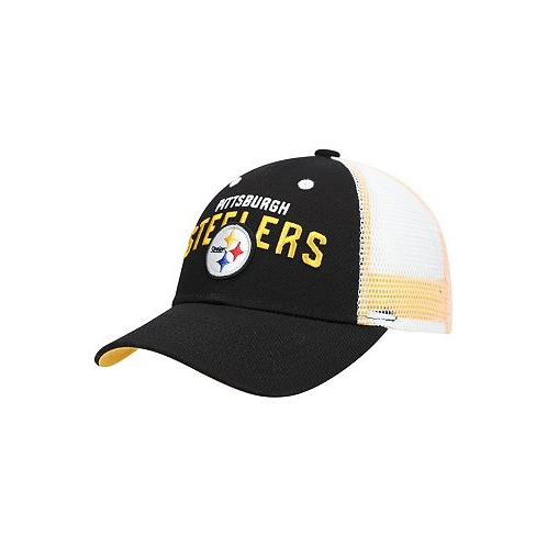 Outerstuff Preschool Boys and Girls Black White Pittsburgh Steelers Core Lockup Mesh Back Snapback Hat