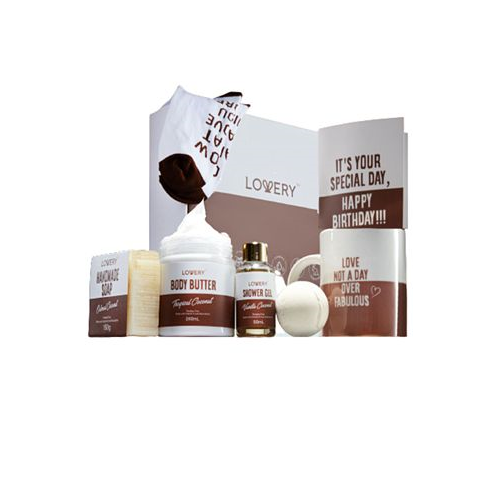 Lovery Birthday Gifts Birthday Spa Gift Box Coconut Bath and Body Care Gift Spa Kit Self Care Gift 9 Piece