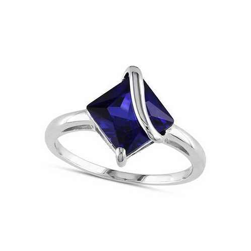 Macys Lab-Grown Sapphire Square Swirl Ring (2-4/5 ct. t.w.) in Sterling Silver