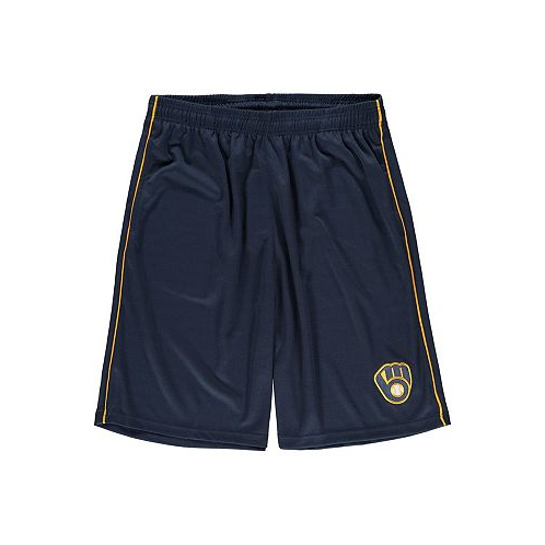 Majestic Mens Navy Milwaukee Brewers Big and Tall Mesh Team Shorts