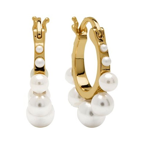 And Now This Womens Imitation Pearl Hoop Earring