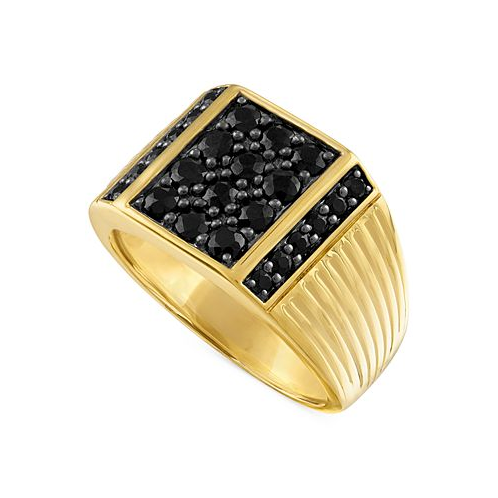 Esquire Mens Jewelry Black Sapphire Ring (1-3/5 ct. t.w.) in 14k Gold-Plated Sterling Silver