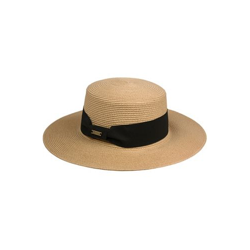 Angela & William Unisex Flat Brim Boater Straw Sun Hat