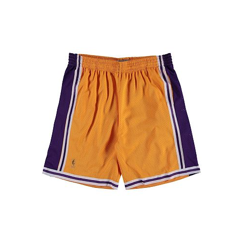 Mitchell & Ness Mens Gold Los Angeles Lakers Big and Tall Hardwood Classics Swingman Shorts