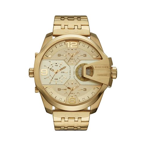 Diesel Mens Chronograph Uber Chief Gold-Tone Stainless Steel Bracelet Watch 54mm