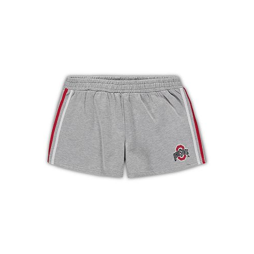 Profile Womens Heathered Gray Ohio State Buckeyes Plus Size 2 Stripes Shorts