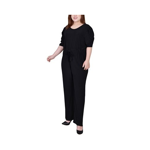 NY Collection Plus Size Elbow Sleeve Jumpsuit