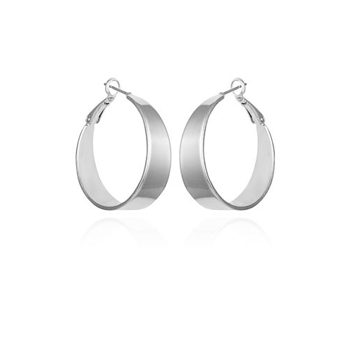 Vince Camuto Silver-Tone Band Thick Hoop Earrings