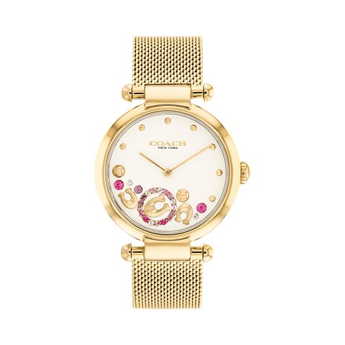 COACH Womens Cary Gold Tone Mesh Bracelet Watch 34mm