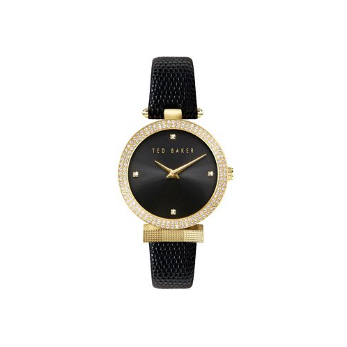 Ted Baker Womens Bow Black Leather Strap Watch 36mm