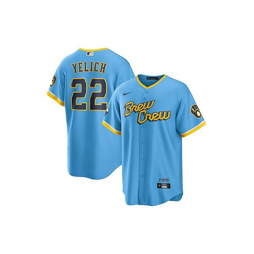 Nike Mens Christian Yelich Powder Blue Milwaukee Brewers City Connect Replica Player Jersey