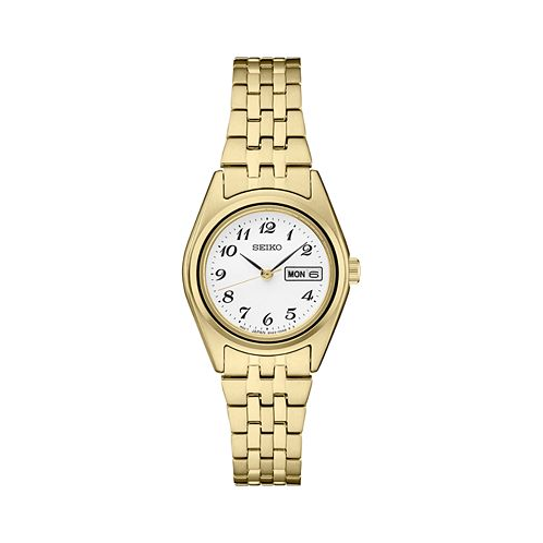 Seiko Womens Analog Essentials Gold-Tone Stainless Steel Bracelet Watch 25mm