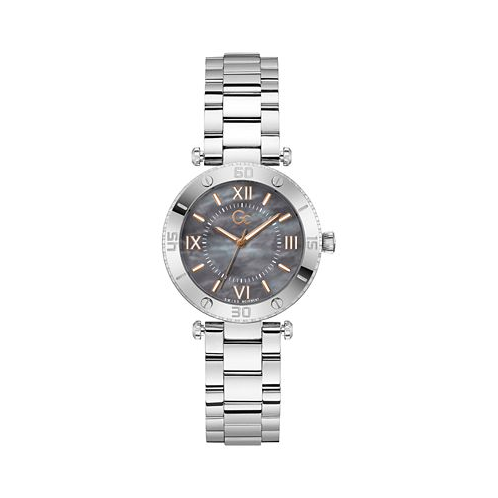 GUESS Gc Muse Womens Swiss Silver-Tone Stainless Steel Bracelet Watch 34mm