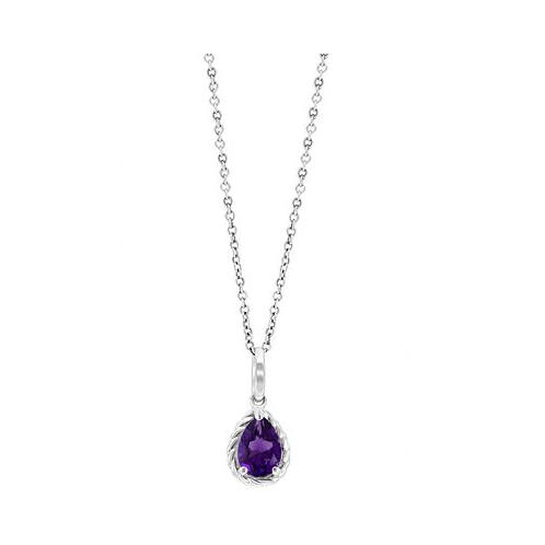 EFFY Collection EFFY Amethyst Pear Rope-Framed 18 Pendant Necklace (3/4 ct. t.w.) in Sterling Silver