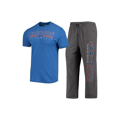 Concepts Sport Mens Heathered Charcoal Royal Boise State Broncos Meter T-shirt and Pants Sleep Set