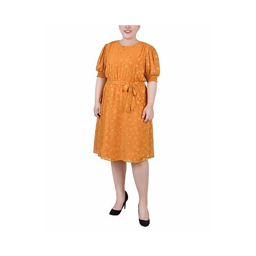 NY Collection Plus Size Elbow Sleeve Swiss Dot Dress