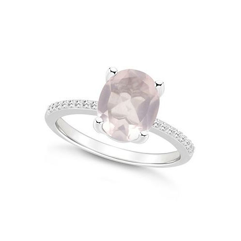 Macys Womens Rose Quartz (2-1/2 ct.t.w.) and Diamond (1/10 ct.t.w.) Ring in Sterling Silver