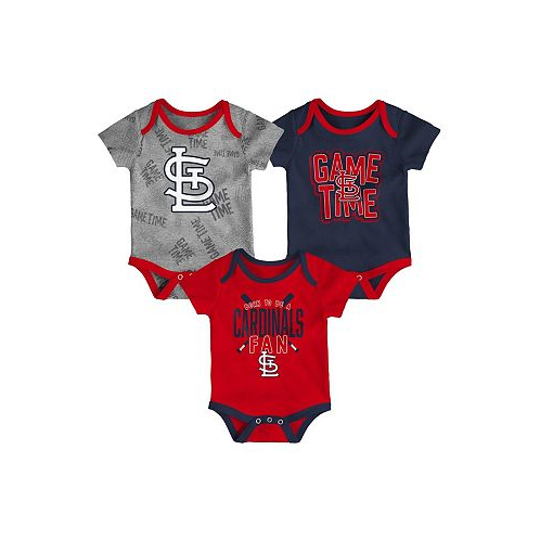 Outerstuff Newborn and Infant Boys and Girls St. Louis Cardinals Red Navy Heathered Gray Game Time Three-Piece Bodysuit Set