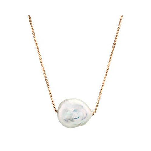Macys Cultured Natural Color Baroque Freshwater Pearl (12-14mm) 18 Pendant Necklace in 14k Rose Gold