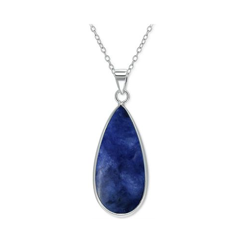 Giani Bernini Onyx Teardrop Pendant Necklace in Sterling Silver 16 + 2 extender (Also in Blue Howlite & Sodalite)