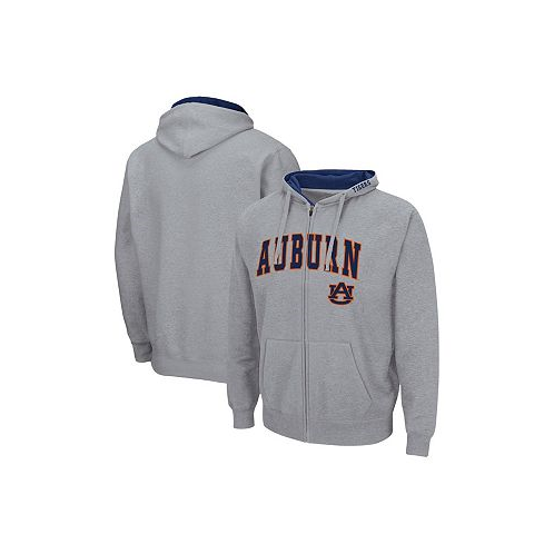 Colosseum Mens Heathered Gray Auburn Tigers Arch and Logo 3.0 Full-Zip Hoodie
