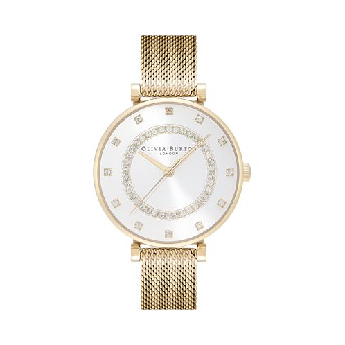 Olivia Burton Womens T-Bar Gold-Tone Stainless Steel Mesh Bracelet Watch 32mm