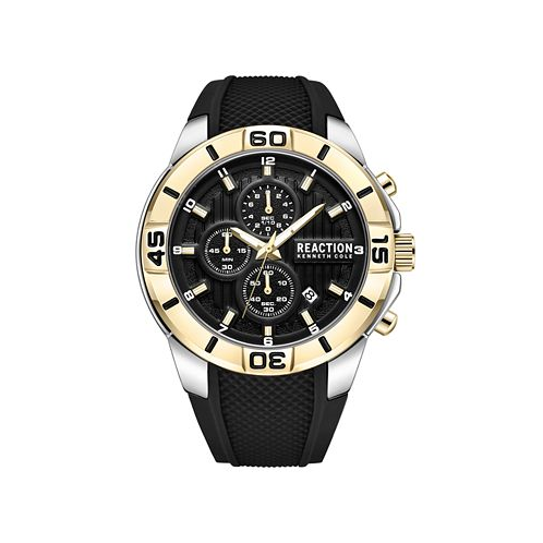 Kenneth Cole Reaction Mens Dress Sport Black Silicon Strap Watch 48mm