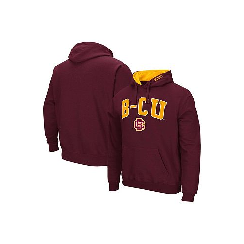 Colosseum Mens Maroon Bethune-Cookman Wildcats Arch & Logo Pullover Hoodie