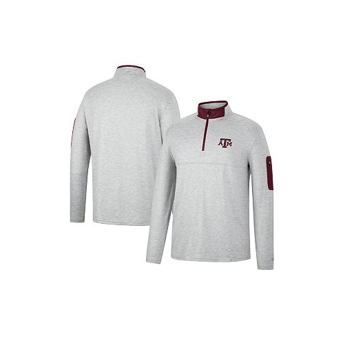 Colosseum Mens Heathered Gray Maroon Texas A&M Aggies Country Club Windshirt Quarter-Zip Jacket