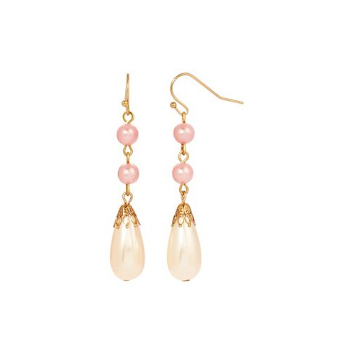 2028 Pink and White Imitation Pearl Drop Earrings