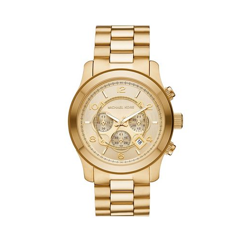 Michael Kors Unisex Runway Chronograph Gold-Tone Stainless Steel Bracelet Watch 45mm