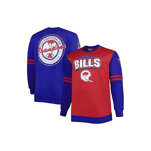 Mitchell & Ness Mens Red and Royal Buffalo Bills Big and Tall Celebration of Champions Pullover Sweatshirt