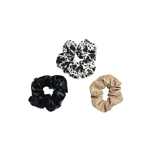 Headbands of Hope Womens Scrunchie Set of 3 - Black Cowhide