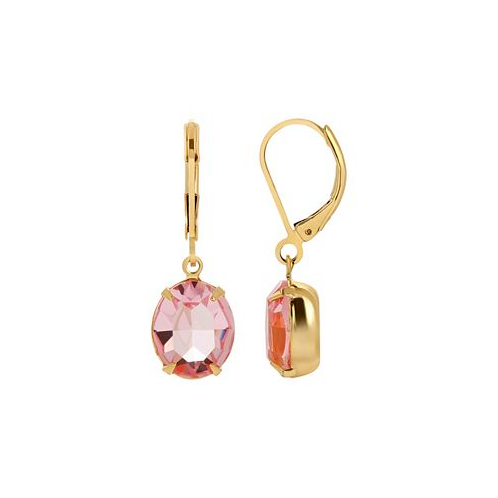 2028 14K Gold-tone Pink Oval Crystal Earrings