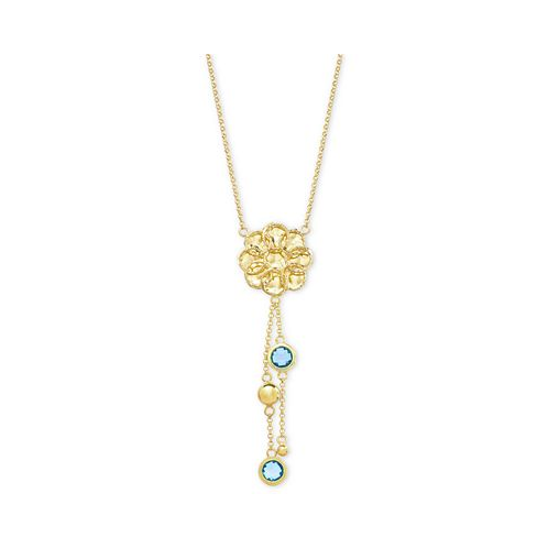 Macys Swiss Blue Topaz Flower 18 Lariat Necklace (2 ct. t.w.) in 14k Gold-Plated Sterling Silver (Also in Citrine & Amethyst)