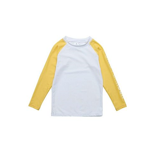 Snapper Rock Toddler Child Boys White Yellow Sleeve Sustainable LS Rash Top